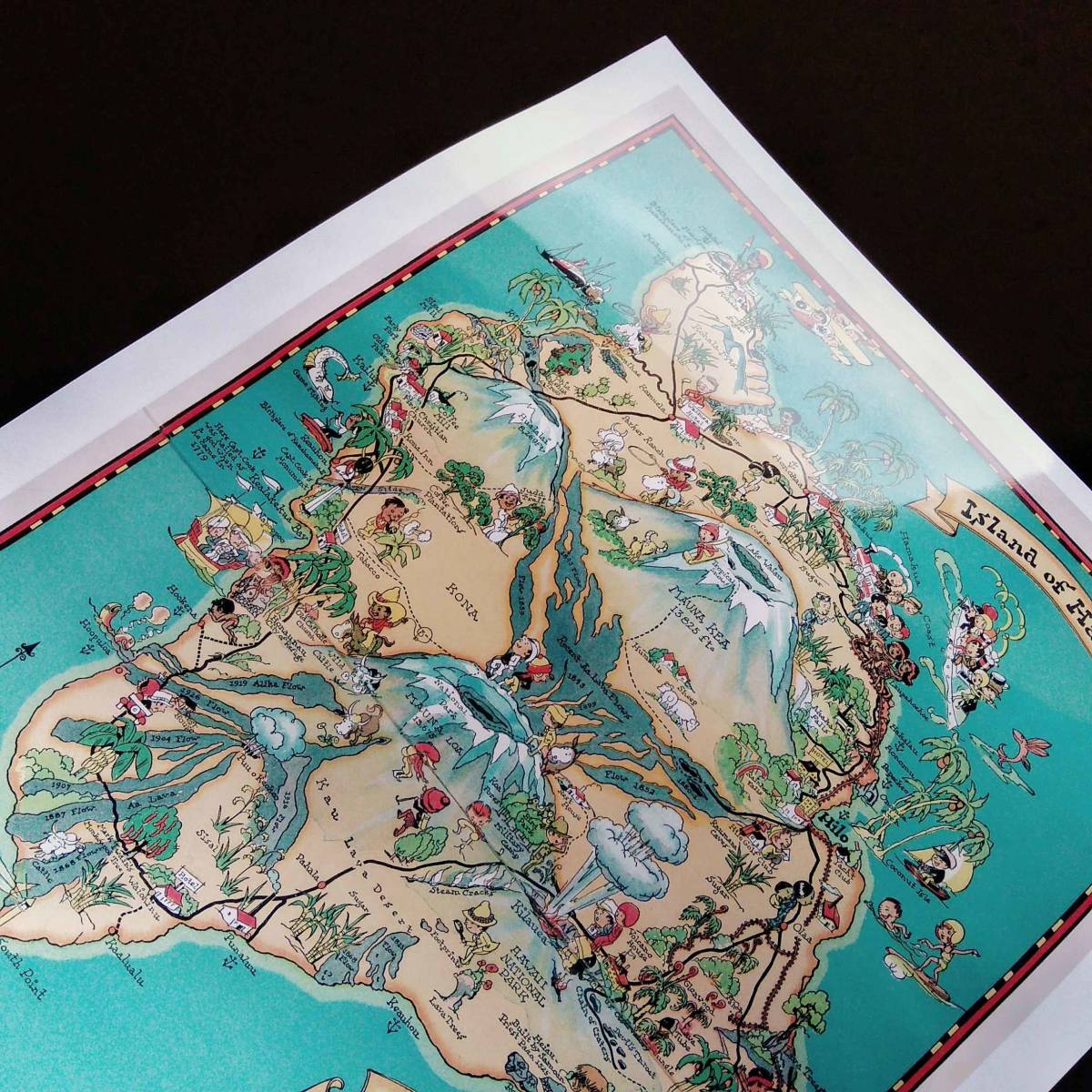 当社の 超レア80年代オリジナルハワイ島カイルアコナイラストマップビンテージポスター地図 印刷物 アンティーク コレクション 8 640 Laeknavaktin Is