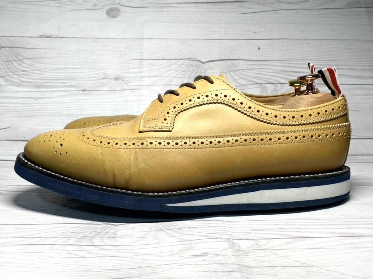 【即決】英国製 THOM BROWNE トムブラウン US10.5 UK9.5 28cm程度 ウィングチップ ドレスシューズ メダリオン ライトブラウン 革靴 くつ_画像3