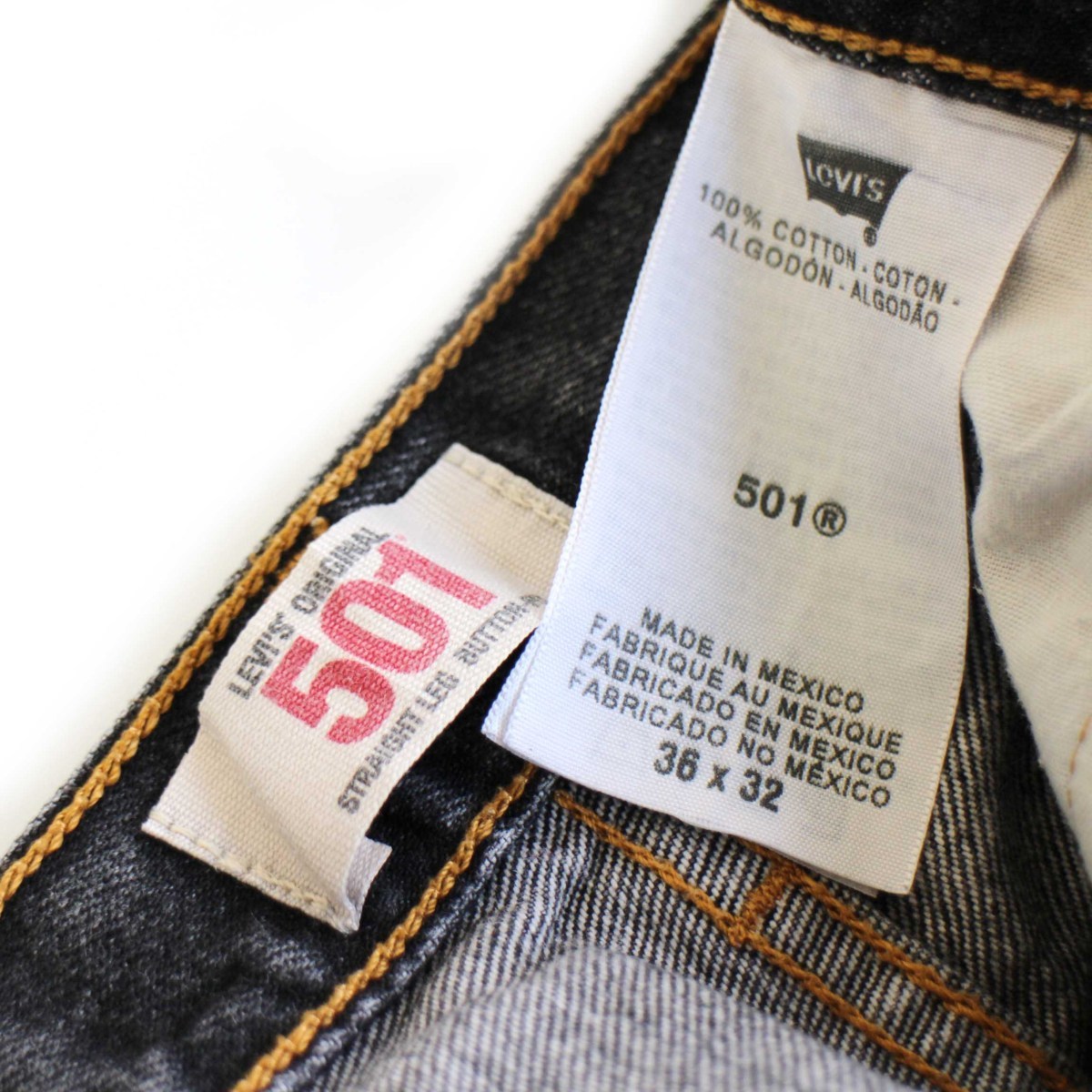 ★メキシコ製 Levi'sリーバイス 501 ブラック デニムパンツ 先染め w36 L32★SDP730 ジーンズ ストレート_画像4