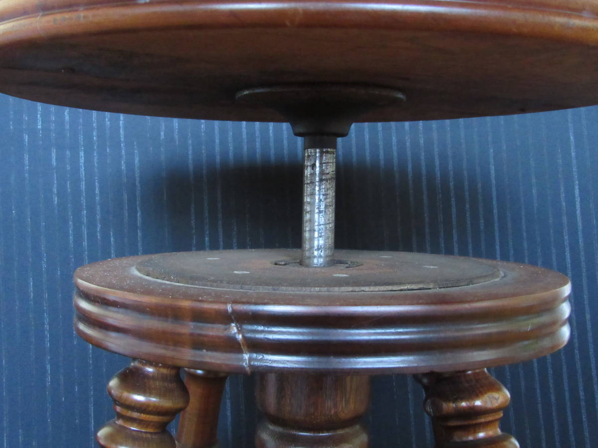 アジアン 木製 丸型 椅子 鳥 龍 爪脚 真鍮 ガラス玉 レトロ スツール 