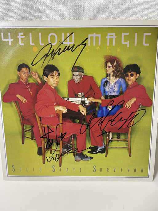 *YMO autograph autograph Sakamoto Ryuichi Hosono Haruomi Takahashi Yukihiro LP record rare * yellow * Magic *o-ke -stroke la