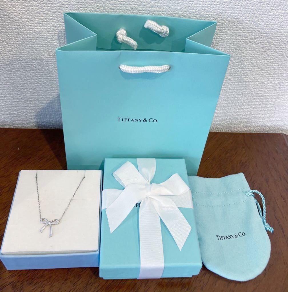 新品 未使用 正規品 ティファニー tiffany&co ネックレス ボウタイ リボン シルバー ケース 巾着 紙袋リボン 箱 プレゼント タイ ギフト