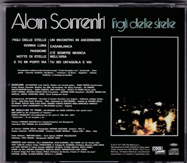 【ＡＯＲ】 ALAN SORRENTI／FIGLI DELLE STELLE　【国内盤】 アラン・ソレンティ_画像2