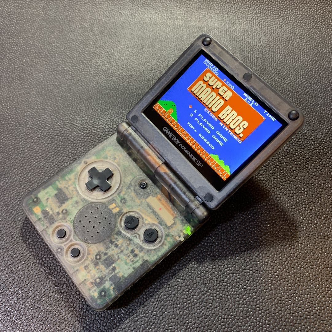 GBASP ゲームボーイアドバンスSP IPSモニター 搭載 クリアブラック gameboy advance sp