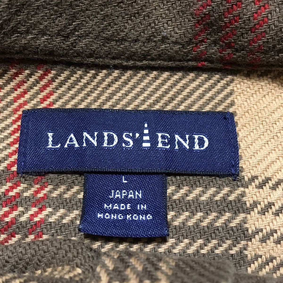 LANDS'END ランズエンド フランネルシャツ コットン100% ブラウン ベージュ レッド ビッグサイズ メンズ