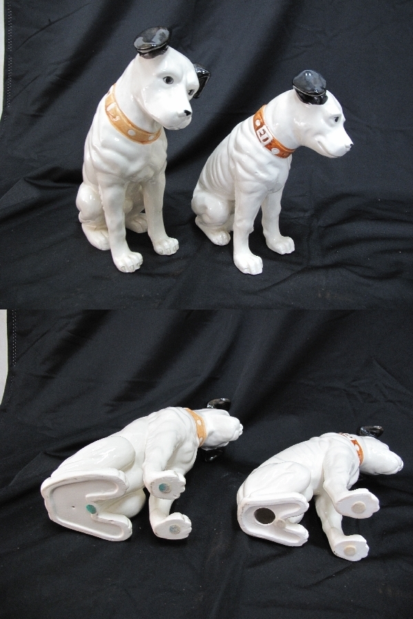 陶器製　ビクター犬 ニッパー君 ７点まとめて（23）大きさ違い７点セット　7～25.5ｃｍ　置物 インテリア コレクション オブジェ レトロ　_画像5