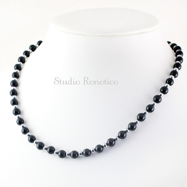 [ronotiko]Ronotico Silver925 AAA black tourmaline magnetic necklace men's lady's man woman made in Japan jnk-21