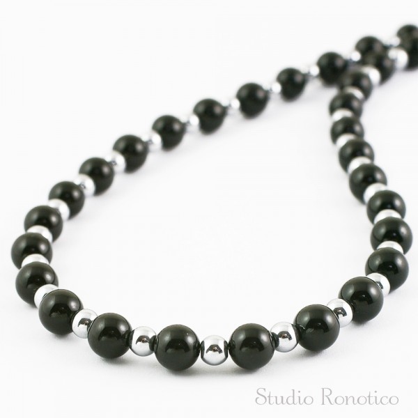 [ronotiko]Ronotico Silver925 AAA black tourmaline magnetic necklace men's lady's man woman made in Japan jnk-21
