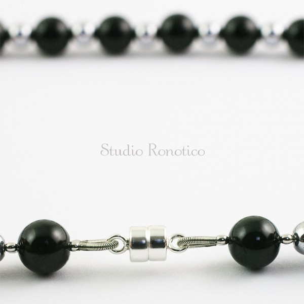 [ronotiko]Ronotico Silver925 AAA black tourmaline magnetic necklace men's lady's man woman made in Japan jnk-21