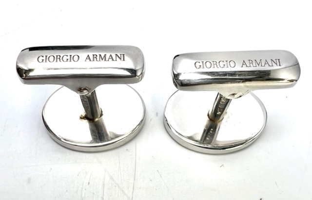 ホールマーク入り！ GIORGIO ARMANI ジョルジオ アルマーニ silver 925 シルバー 銀製　カフス ボタン_画像3