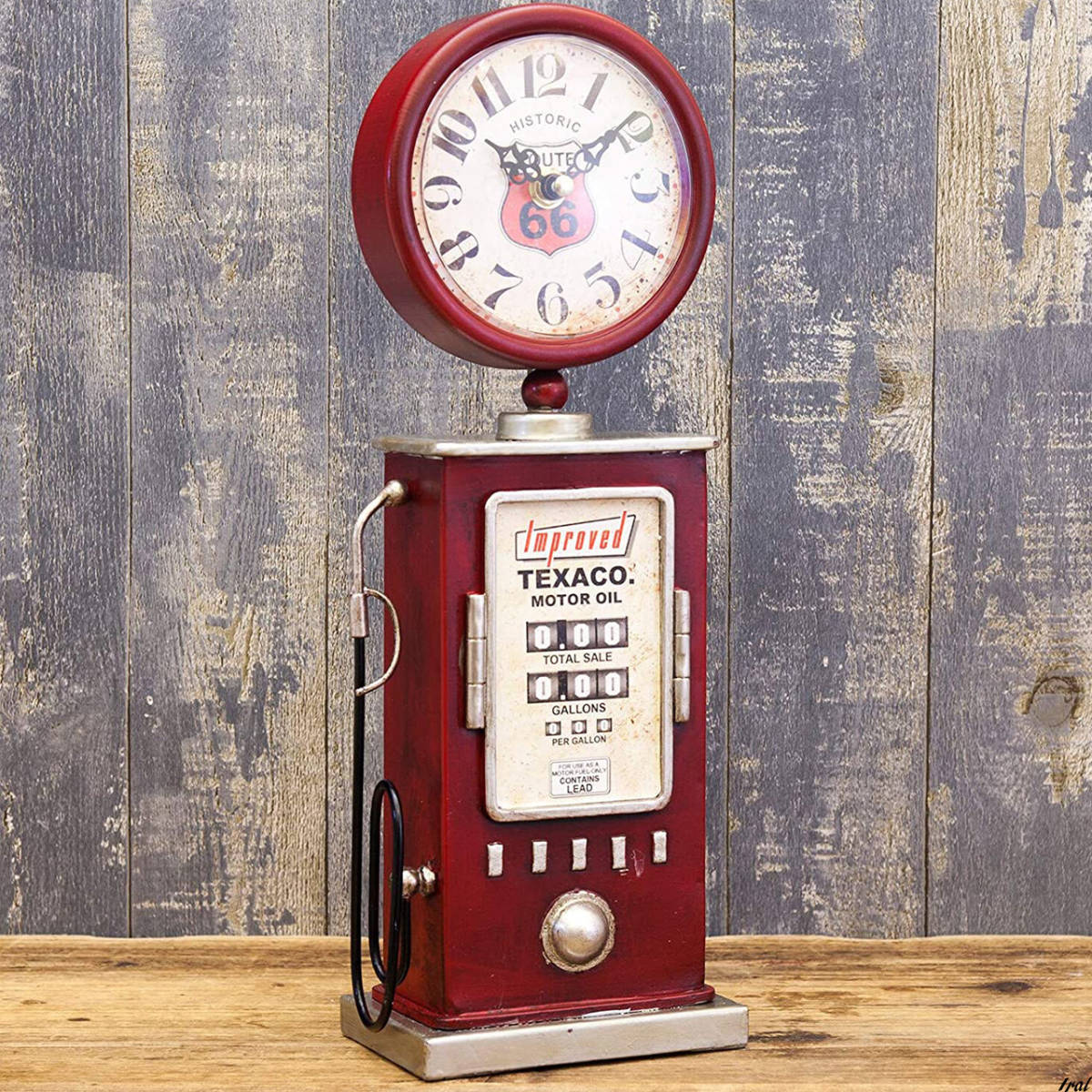 【超特価sale開催】  置き時計 RED TEXACO テーブルクロック ガスポンプ インテリア アクセント おしゃれ アンティーク レトロ 雰囲気づくり 一般