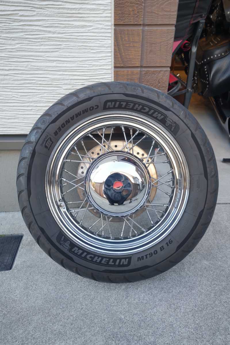  Softail FLSTC2005 Classic worn te-ji removed front wheel Michelin commander 3 mountain equipped brake disk wheel cover 