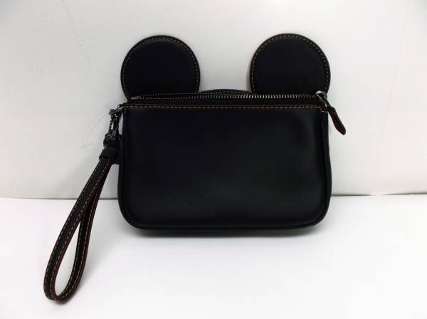 新品 未使用 COACHxDisney コーチ コラボ ディズニー Mickey ミッキー ポーチ 小物入れ ブラック レザー MK-004_画像1