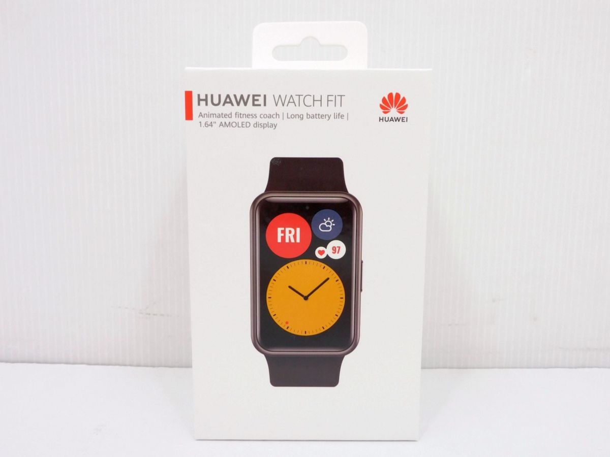 [B177T218] 【未開封】HUAWEI ファーウェイ WATCH FIT ウォッチフィット TIA-B09 グラファイトブラック / スマートウォッチ_画像1