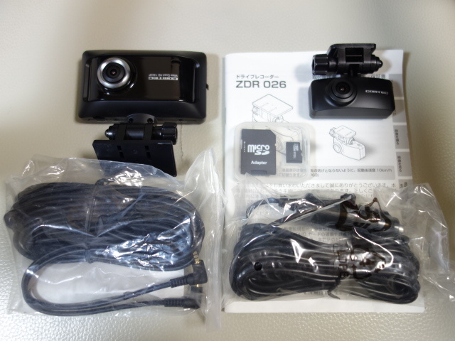 【美品】コムテック ドライブレコーダー ZDR 026 前後2カメラ ケーブル類新品未使用品 動作確認済み ドラレコ GPS搭載