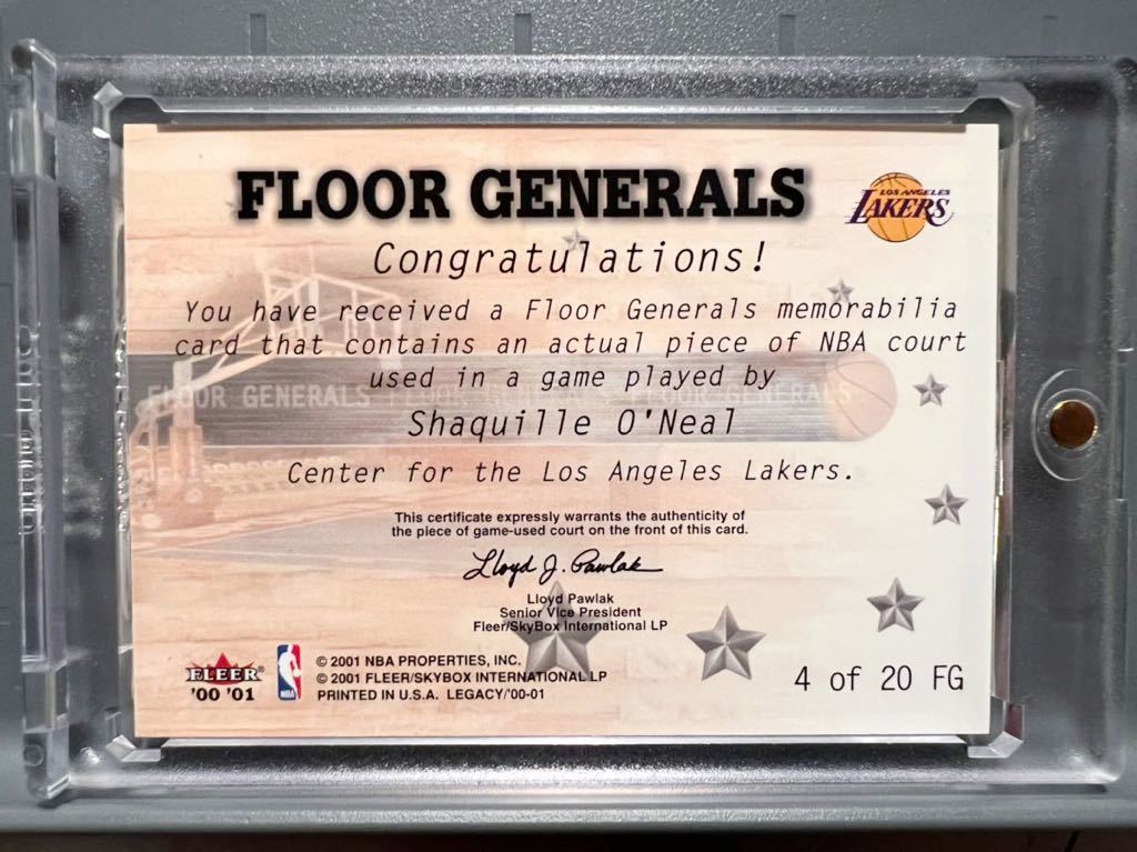 SSP 00-01 Fleer NBA 実使用 Floor Shaquille O’Neal Shaq シャキール・オニール ユニフォーム Panini バスケ Lakers レイカーズ シャック