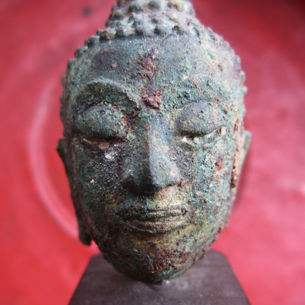 時間とお金どちらが大事 タイの古い仏頭　青銅　アンティーク　アユタヤ　スコータイ アンティーク/コレクション