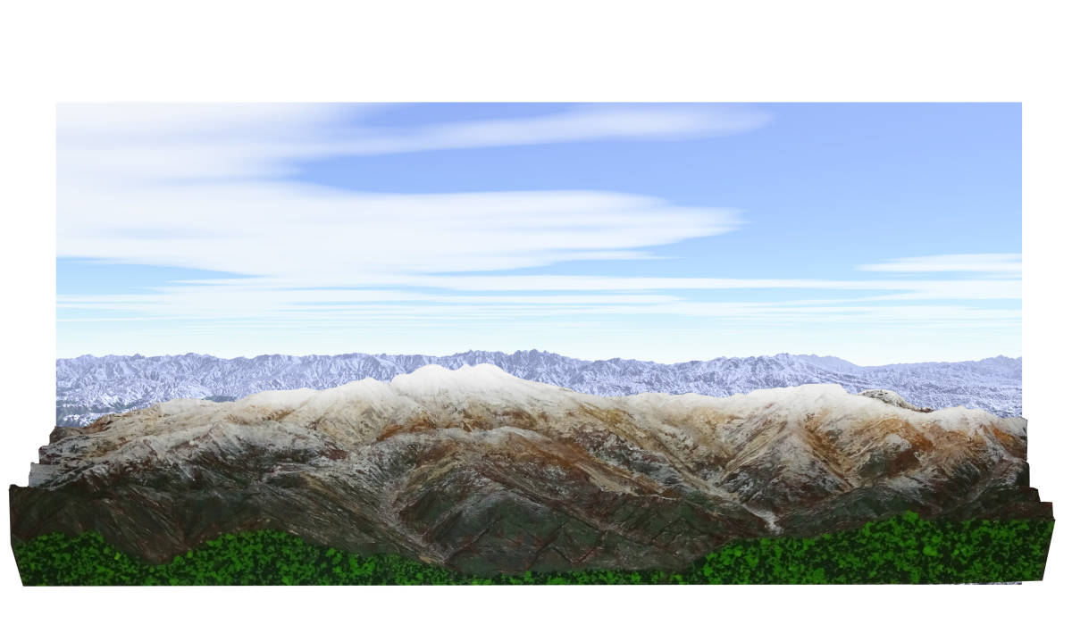 鉄道ジオラマ背景用山岳模型　　白山連峰　北陸新幹線　北陸本線　　鉄道レイアウトの背景に最適 背景画像データ付き