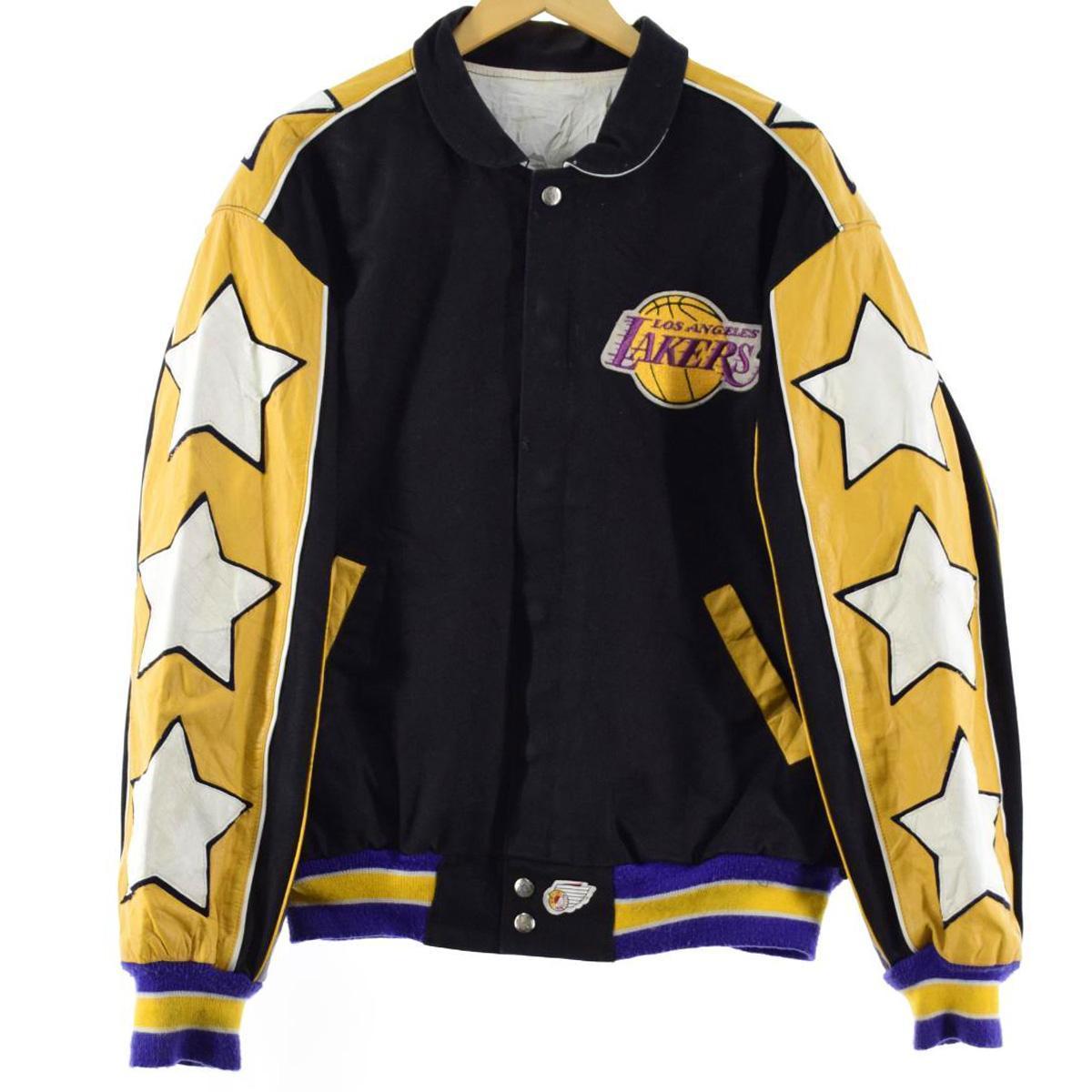 古着 90年代 NBA ロサンゼルスレイカーズ リバーシブル レザー切替