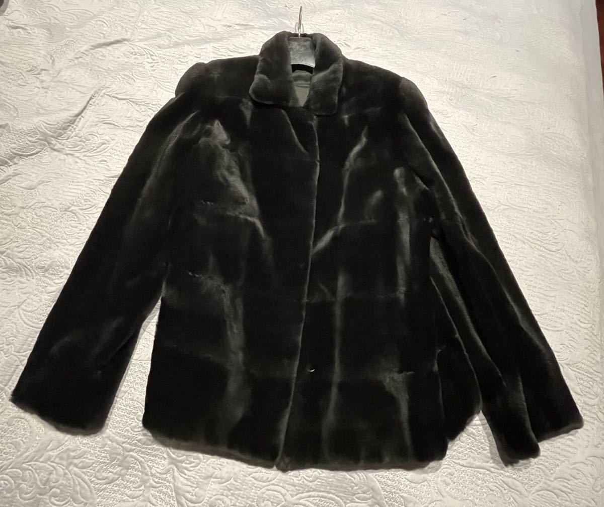 シェアードミンク　ショートコート　ショートジャケット　フリーサイズ　ブラック　黒