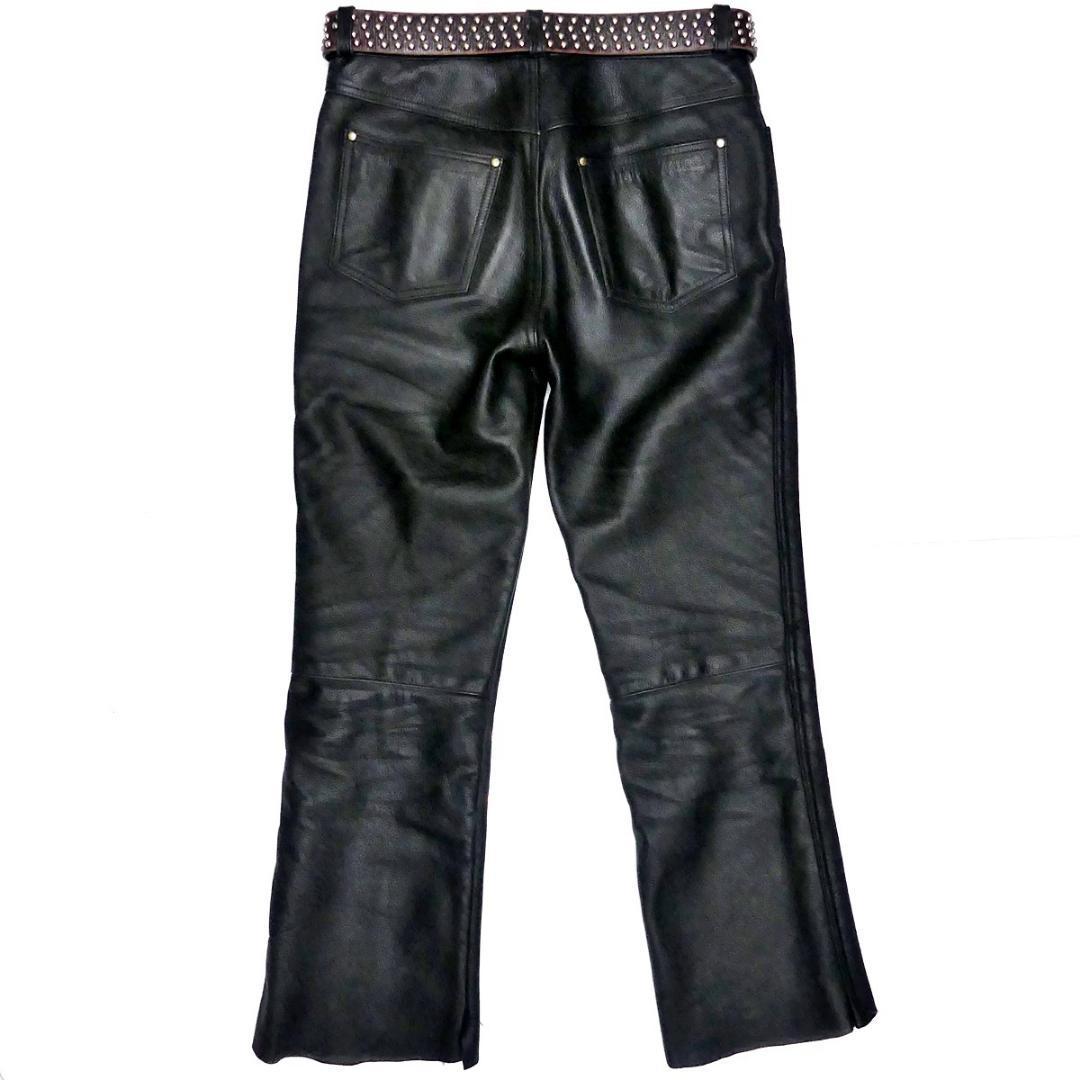 即決 CLEVER HOMME W31位 レザーパンツ クレバーオム メンズ 黒 本革