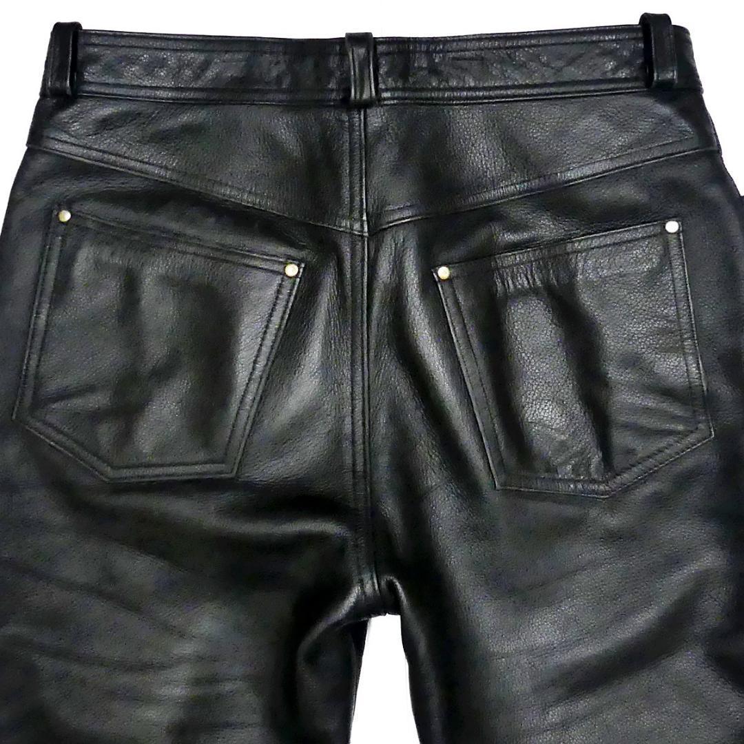 即決 CLEVER HOMME W31位 レザーパンツ クレバーオム メンズ 黒 本革