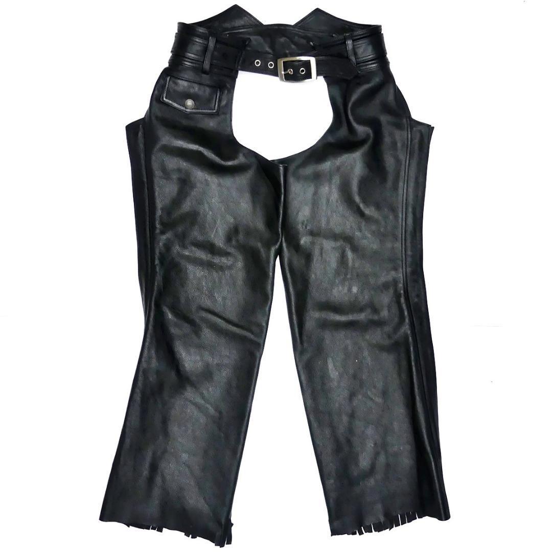  prompt decision *HARLEY DAVIDSON*W30~35 rank leather chaps Harley Davidson men's XL black original leather Rider's real leather over pants touring 