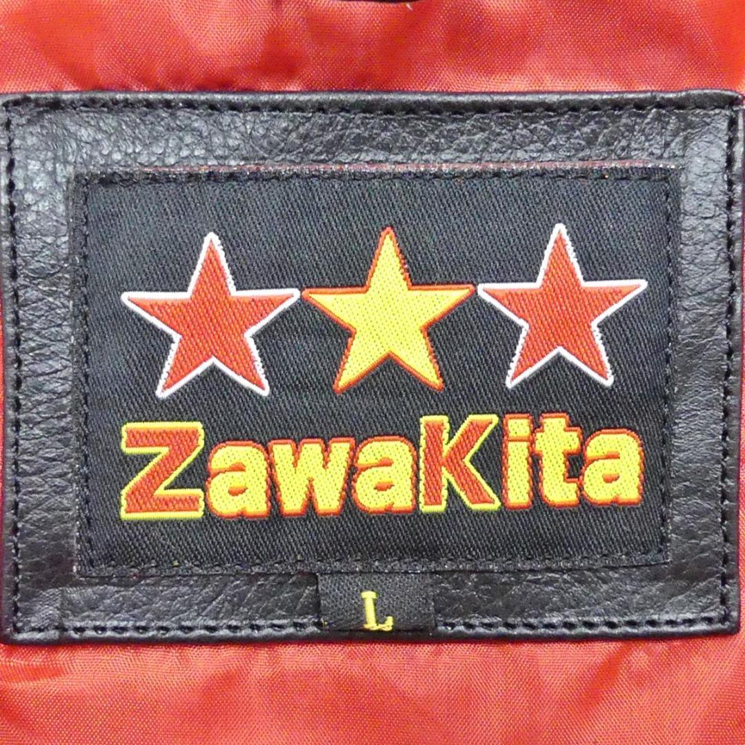 即決★ZAWAKITA★メンズL レザーライダースジャケット ザワキタ 黒 本革 シングル 本皮 パンクロック 立襟 ライディング ツーリング_画像5