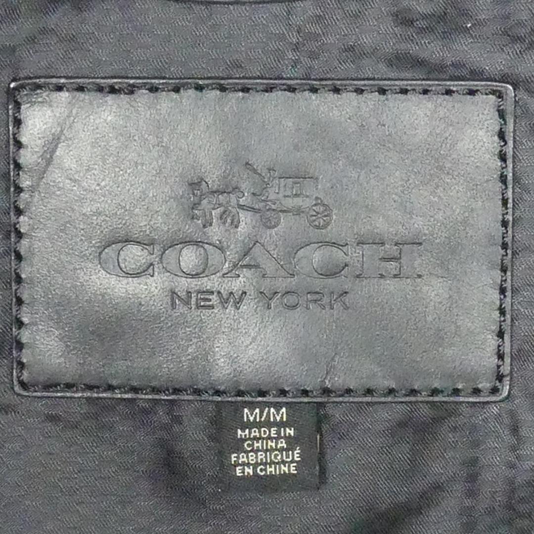 即決★COACH★メンズM レザーライダースジャケット コーチ 黒 本革 ダブル 本皮 パンクロック ライディング ツーリング ボアジャケット