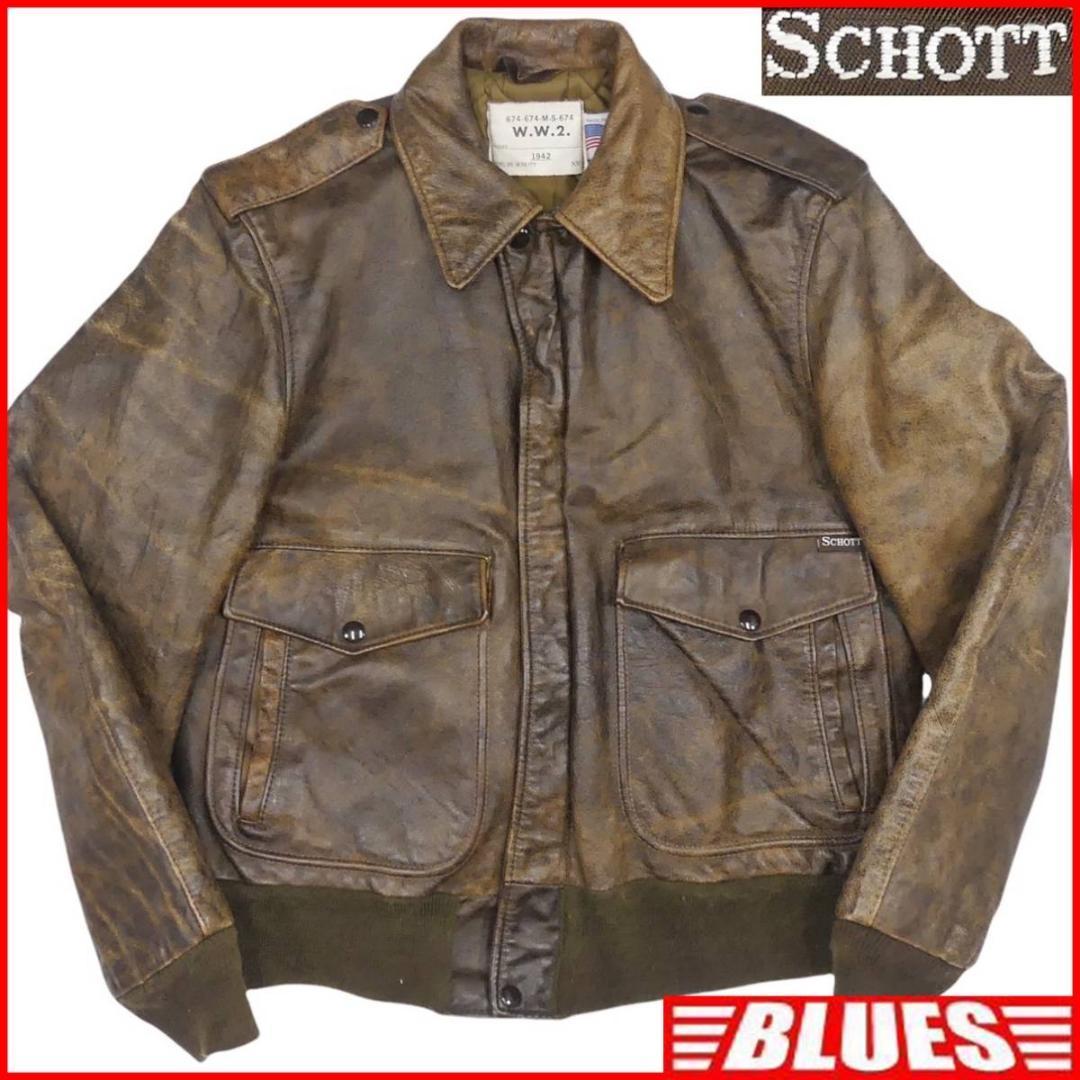 最終値下げ W.W.2 レザーフライトジャケット Schott☆メンズL 即決