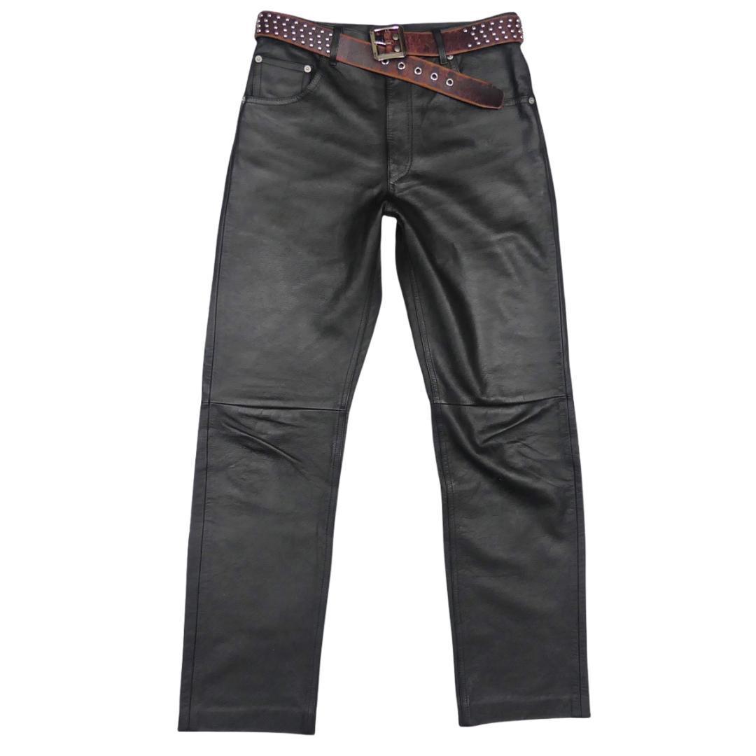 即決 Levi's W30 レザーパンツ リーバイス LOT53 メンズ 黒 本革