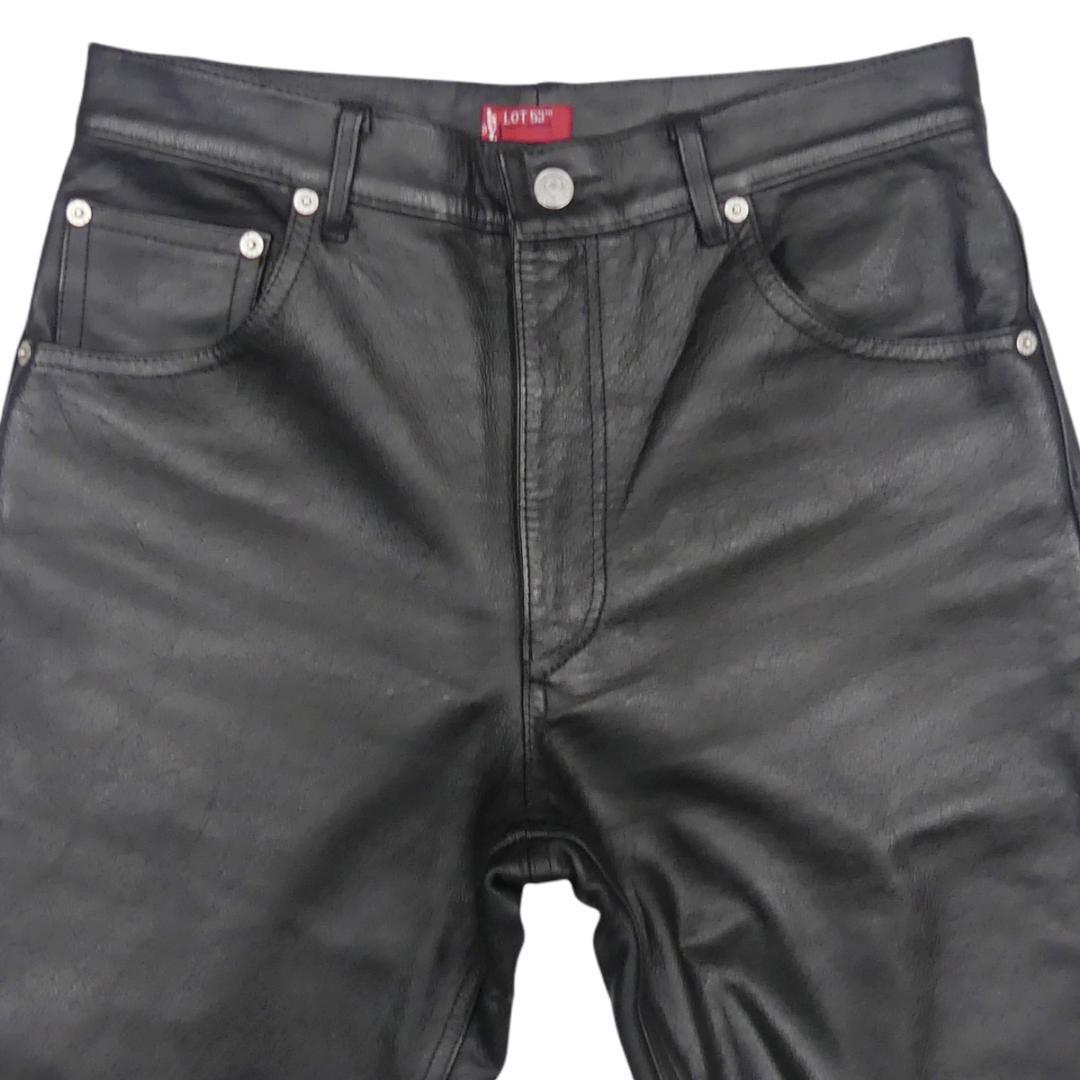 即決 Levi's W30 レザーパンツ リーバイス LOT53 メンズ 黒 本革