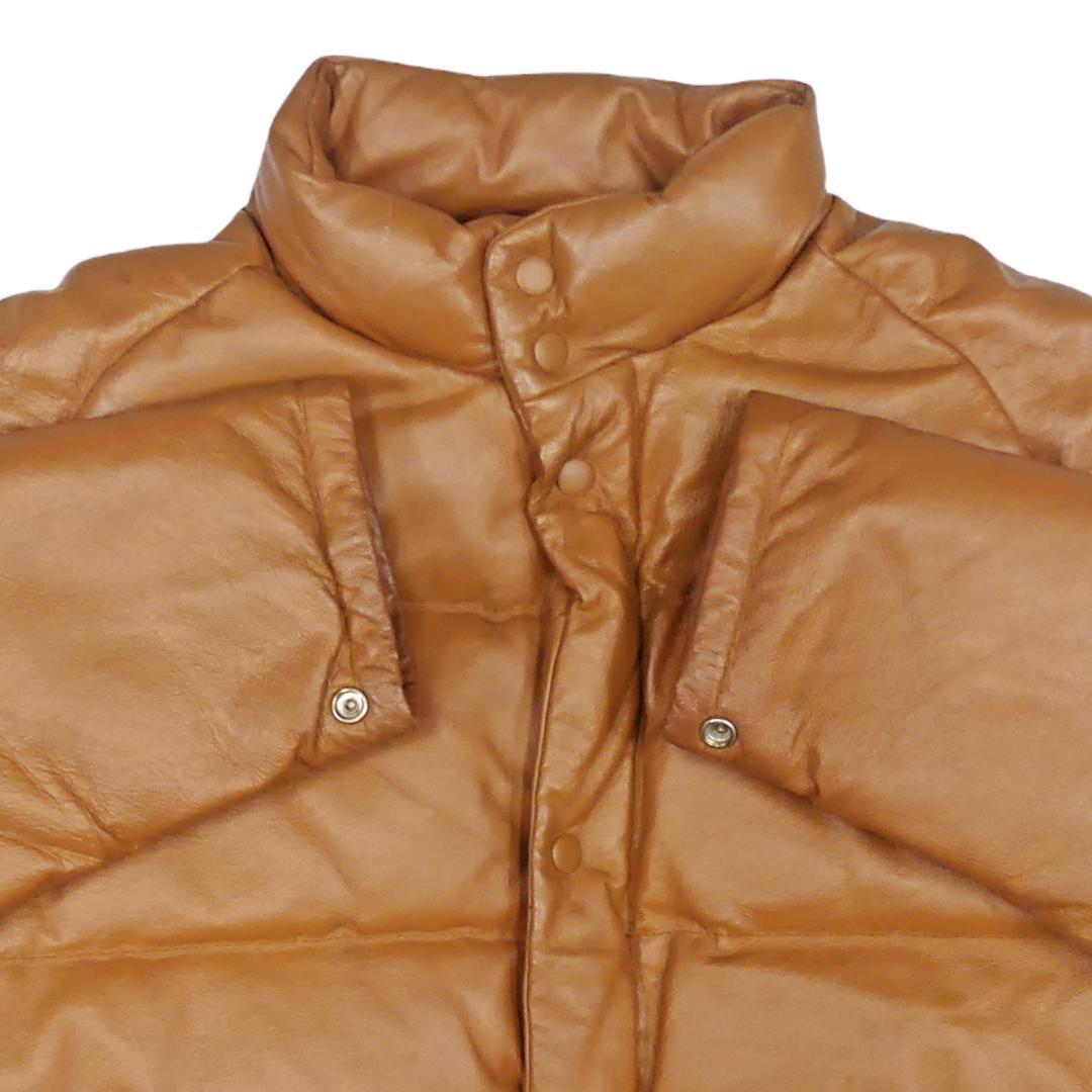 即決 MOSSIMO メンズM オールレザーダウンジャケット モッシモ 2 茶