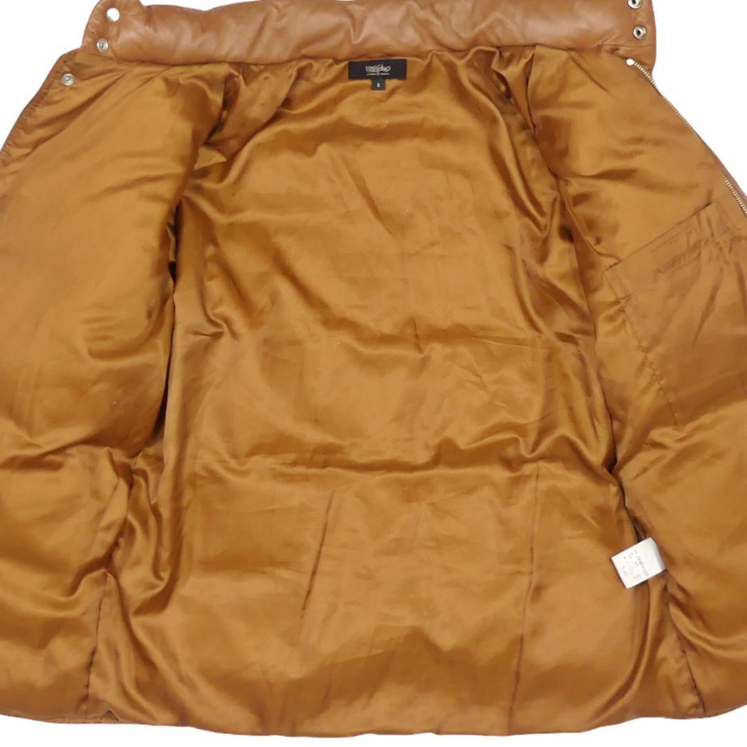 即決 MOSSIMO メンズM オールレザーダウンジャケット モッシモ 2 茶