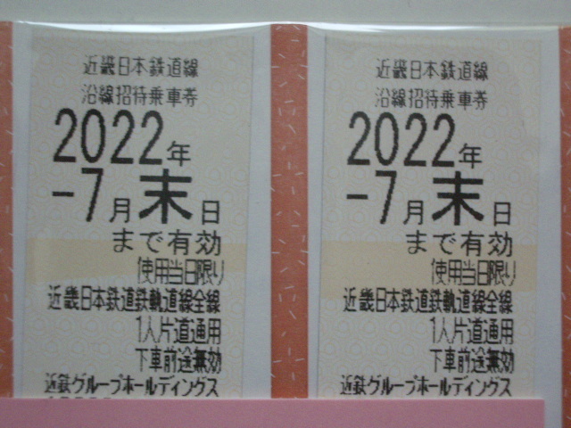 送料63円 複数有 ばら売り◆近鉄 株主優待 乗車券◆期限 2022年7月末日迄◆沿線招待乗車券_画像1