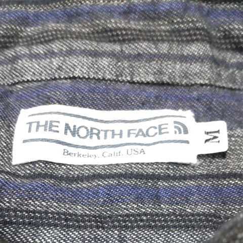 人気 日本製 正規品 ノースフェイス THE NORTH FACE ストライプ 長袖 ワークシャツ M K-TY721 アメカジ アウトドア キャンプ バイカー_画像3