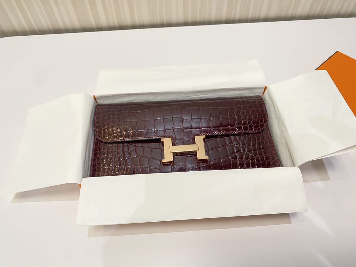 正規店 新品購入 １オーナー 新品同様 HERMES エルメス コンスタンス ロング クロコ レディース ボルドー ワインレッド アリゲーター_画像8