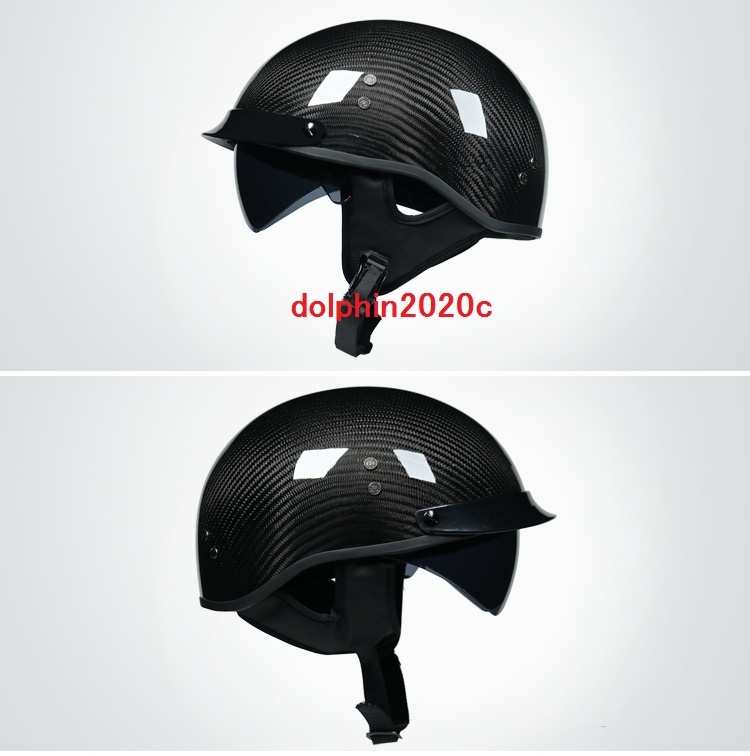 ハーレー バイク 半帽、半キャップ ヘルメット 内蔵サングラス ジェットヘルメット　カーボン★ M L XL XXL サイズ、色　選択可　XXL_画像3