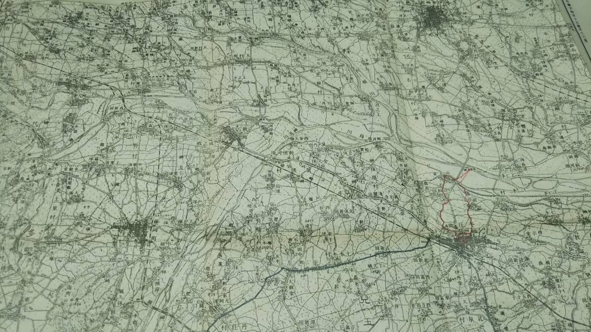 古地図 　高崎　群馬県　　地図　資料　46×57cm　　明治40年測量　　昭和21年印刷　発行　書き込み　A　_画像2