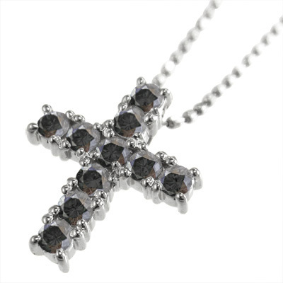 女の子向けプレゼント集結 クロス ペンダント 卸売り ネックレス プラチナ900 ブラックダイヤモンド