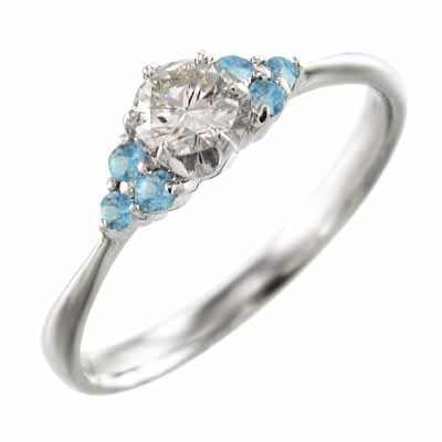 【30％OFF】 k18ホワイトゴールド オーダーメイド 結婚指輪 にも 天然ダイヤモンド 出荷 11月の誕生石 ブルートパーズ