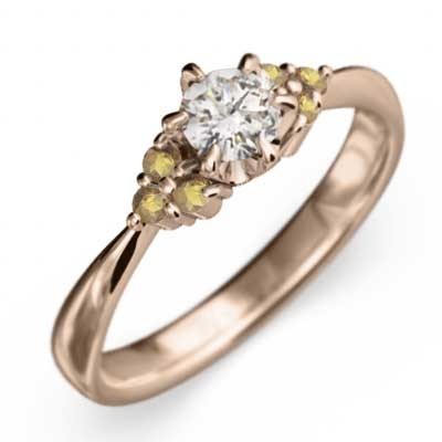 新版 オーダーメイド 結婚指輪 ピンクゴールドk18 天然ダイヤモンド シトリン(黄水晶) にも その他