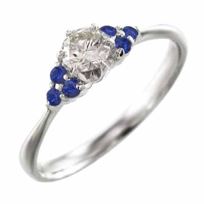 プラチナ900 オーダーメイド 結婚指輪 にも ブルーサファイア 天然ダイヤモンド 9月の誕生石