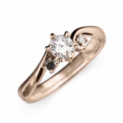 大割引 オーダーメイド 結婚指輪 にも ブラックダイヤモンド 天然ダイヤモンド k18ピンクゴールド イエローゴールド台