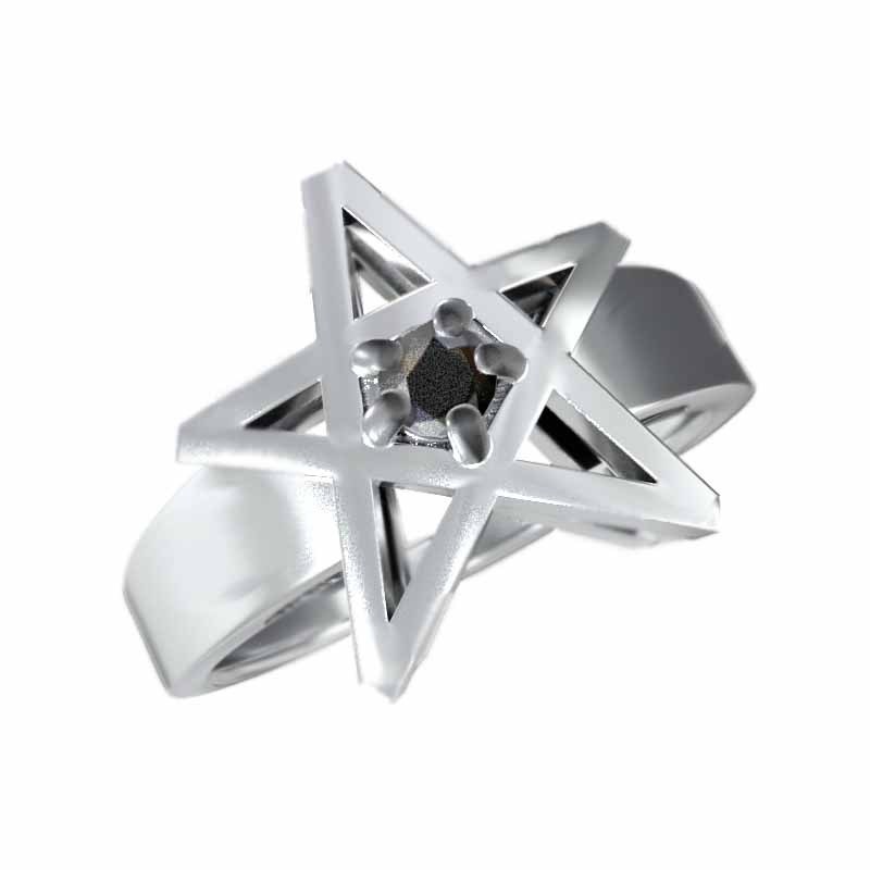 ブラックダイアモンド 指輪 星 デザイン 1粒 石 ホワイトゴールドk10 4