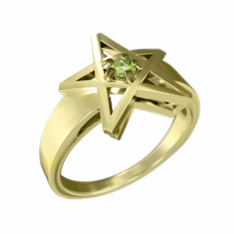 指輪 K18 星 デザイン 1粒 石 ペリドット 8月の誕生石 ゴールド