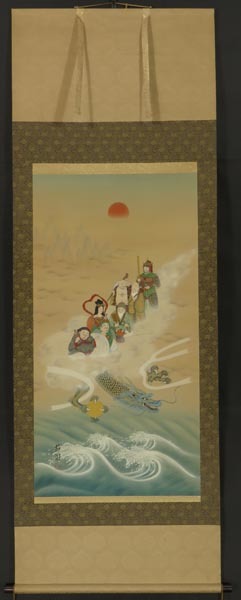 掛軸 森田梅泉 「龍上七福神」 Yahoo!オークション - 2015 【真筆】 掛軸 森田梅泉 筆 「龍上