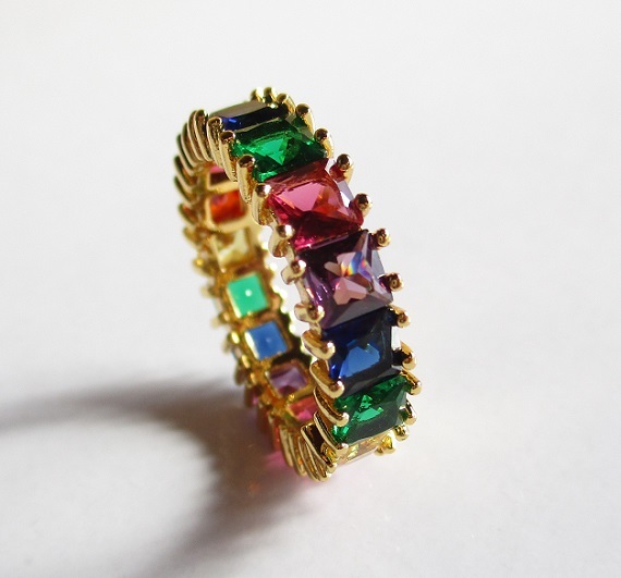 *YG Princess CZ Eternity Rainbow ring * multicolor 12.5 number . price cut!