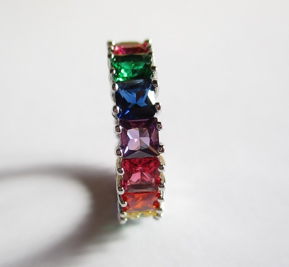 *WG Princess CZ Eternity Rainbow ring * multicolor 12 number . price cut!