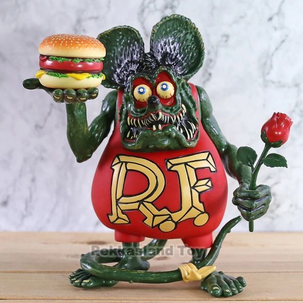 【新品】 20cm ラットフィンク ハンバーガーと花 Rat Fink R.F. フィギュア PVC 人形 おもちゃ 模型 アメリカン 雑貨_画像1
